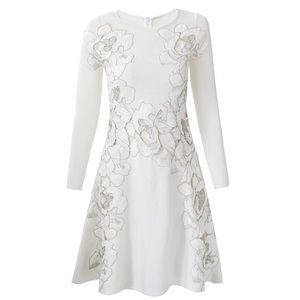 green rose embroidery long sleeve dress fall dress